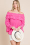 Lime 'N' Chili Ruffled Trumpet Sleeve Off-The-Shoulder Top