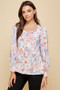 Lime 'N' Chili Floral Sweetheart Neckline Button Down Blouse