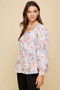 Lime 'N' Chili Floral Sweetheart Neckline Button Down Blouse