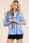 Lime 'N' Chili Graphic Print Solid Trim Quarter Sleeve Blouse