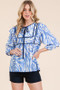 Lime 'N' Chili Graphic Print Solid Trim Quarter Sleeve Blouse
