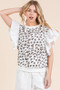 Lime 'N' Chili Ribbed Leopard Print Ruffle Detail Sleeveless Top