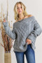 ADORA  Cable Knit Off Shoulder Sweater