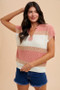 Annie Wear Low Gauge Color Block Textured Sweater Top