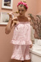 Lime 'N' Chili Gingham Ruffle Trim Cami and Shorts Pajama Set