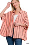 Zenana Woven Yarn-Dye Stripe Oversized Button Down Shirt