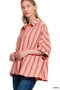 Zenana Woven Yarn-Dye Stripe Oversized Button Down Shirt