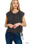 Zenana Woven Drawstring Tie Side Sleeveless Top