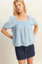 HYFVE Crochet Detail Puff Sleeve Peasant Top