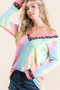 BiBi Tie Dye Terry V-Neck Top