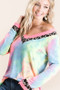 BiBi Tie Dye Terry V-Neck Top