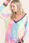 BiBi Tie Dye Terry V-Neck Top