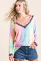 BiBi Tie Dye Terry V-Neck Top