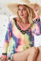 BiBi Tie Dye Terry V-Neck Top