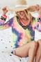 BiBi Tie Dye Terry V-Neck Top