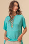 BiBi Jersey Knit Top with Criss Cross Front Neck Detail