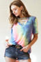 BiBi Tie-Dye V-Neck Short Sleeve T-Shirt
