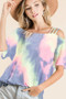 BiBi Tie Dye French Terry Strapped One Shoulder Top