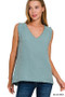 Zenana Double Gauze Raw Edge V-Neck Tank