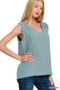 Zenana Double Gauze Raw Edge V-Neck Tank