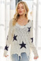 ADORA Distressed Star Sweater Top