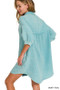Zenana Washed Double Gauze Button Down Shirt Dress