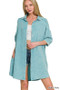 Zenana Washed Double Gauze Button Down Shirt Dress