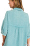 Zenana Washed Double Gauze Button Down Shirt Dress
