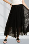 ADORA Elastic Waist Raw Hem Lace Maxi Skirt