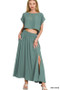 Zenana Heavy Woven Span Crop Tee & Skirt Set