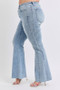 Judy Blue Full Size Mid Rise Rhinestone Side Panel Detail Flare Jeans Plus Size
