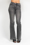 Judy Blue Full Size Mid Rise Tummy Control Washed Gray Release Hem Flare Jeans Plus Size