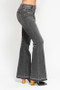 Judy Blue Full Size Mid Rise Tummy Control Washed Gray Release Hem Flare Jeans Plus Size