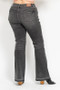 Judy Blue Full Size Mid Rise Tummy Control Washed Gray Release Hem Flare Jeans Plus Size