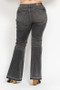 Judy Blue Full Size Mid Rise Tummy Control Washed Gray Release Hem Flare Jeans Plus Size