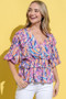 And The Why Printed Lantern Sleeve Blouse