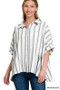 Zenana Woven Yarn-Dye Stripe Oversized Button Down Shirt