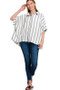Zenana Woven Yarn-Dye Stripe Oversized Button Down Shirt
