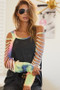 BiBi Jersey Knit Top with Tie Dye Laser Cut Sleeves