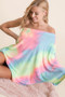 BiBi Tie Dye French Terry One Shoulder Top with Dolman