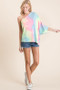 BiBi Tie Dye French Terry One Shoulder Top with Dolman