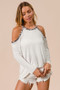 BiBi Jersey Knit Cold Shoulder Top with Leopard Neck
