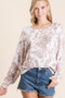 BiBi Tie Dye Print Terry Top with Front Patch Pocket