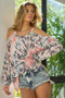 BiBi Tie Dye Terry Top with Cold Shoulder Balloon
