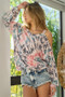 BiBi Tie Dye Terry Top with Cold Shoulder Balloon