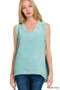 Zenana Double Gauze Raw Edge Acid Washed Tank