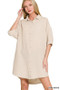 Zenana Washed Double Gauze Button Down Shirt Dress