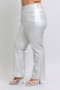 Judy Blue Full Size High Waist Silver Faux Leather Pants Plus Size