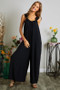ADORA Full Size Elastic Ruffle Shoulder Jumpsuit Plus Size