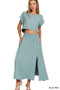 Zenana Heavy Woven Span Crop Tee & Skirt Set